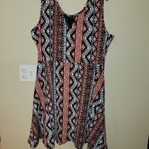 Black & Pink Pattern with Mesh Stretch Dress